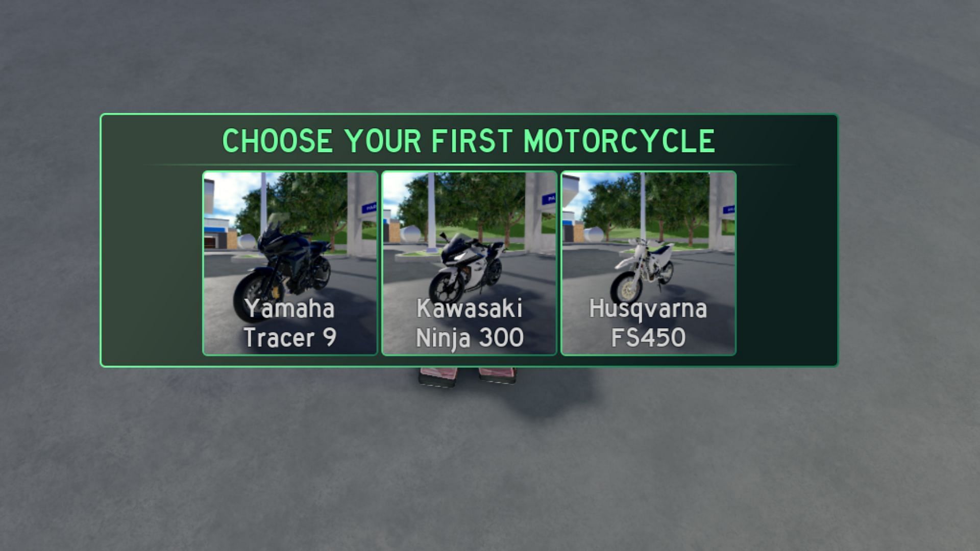 Choose your First Motorcycle in MotoRush (Image via Roblox)