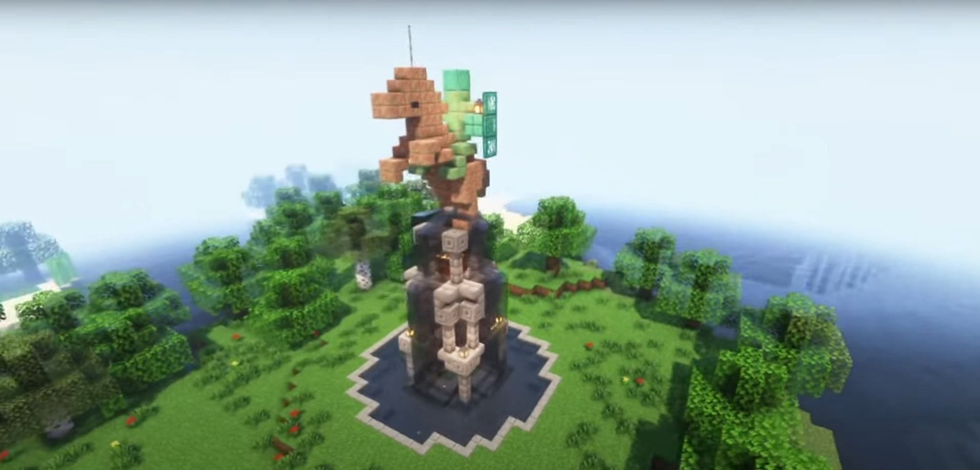 Fountain with a Statue (Image via YouTube/NeatCraft)