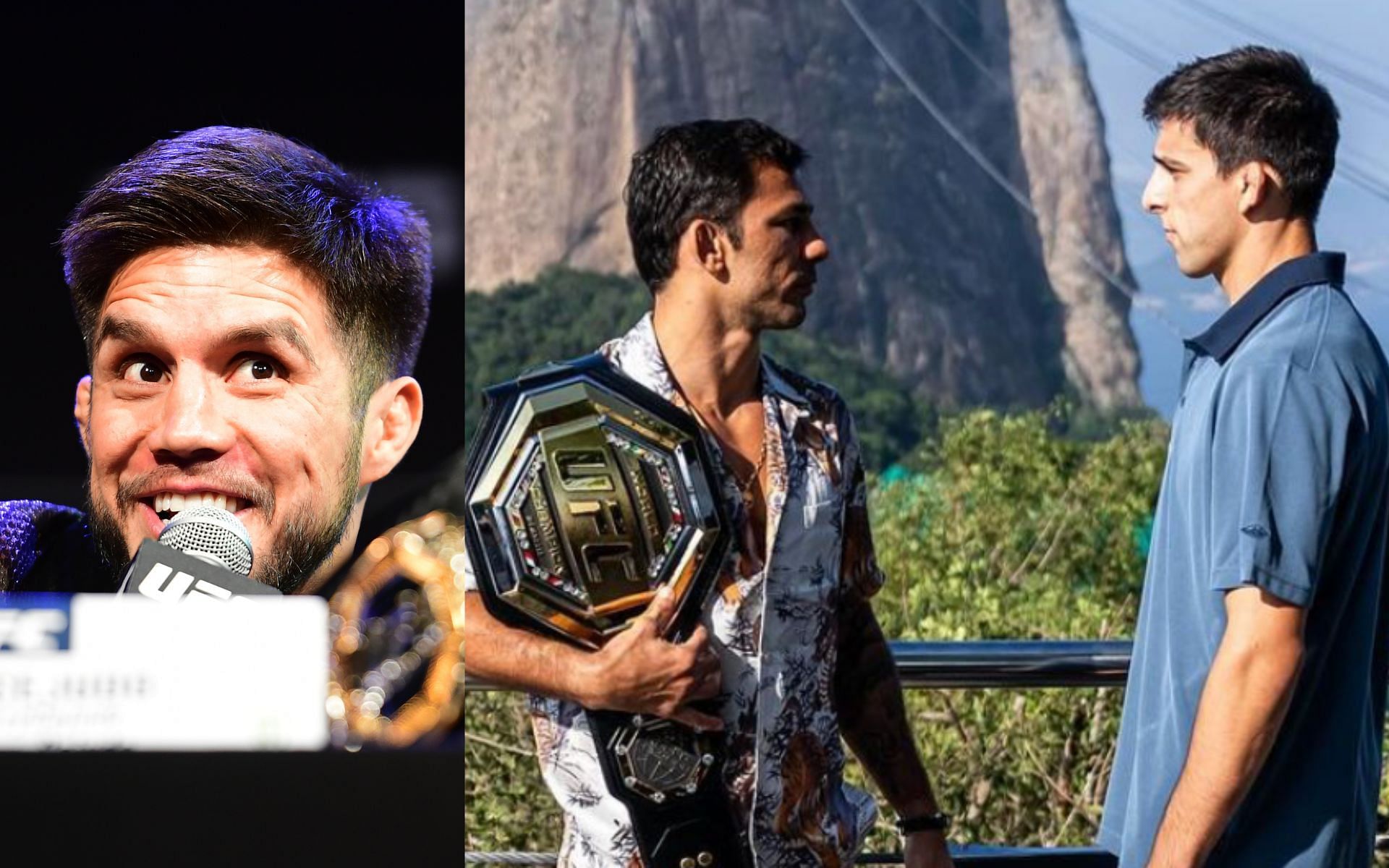 Henry Cejudo (left) predicts Alexandre Pantoja vs Steve Erceg (right). [via Getty Images and @ufc on Instagram]