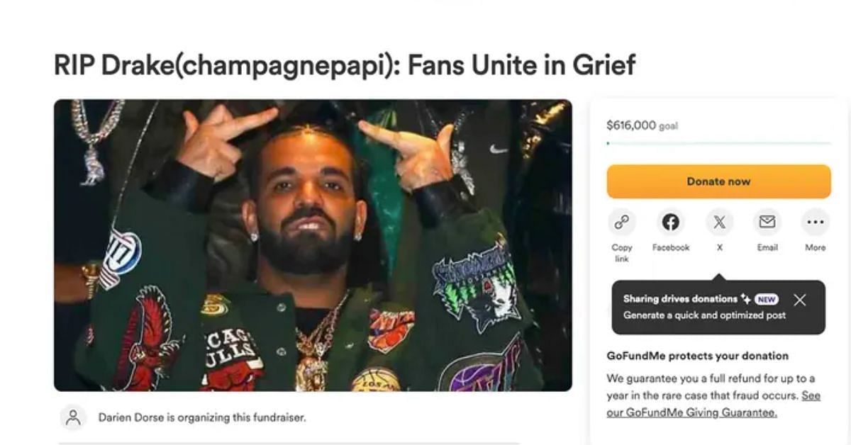 GoFundMe Campaign Against Drake (Image via GoFundMe)