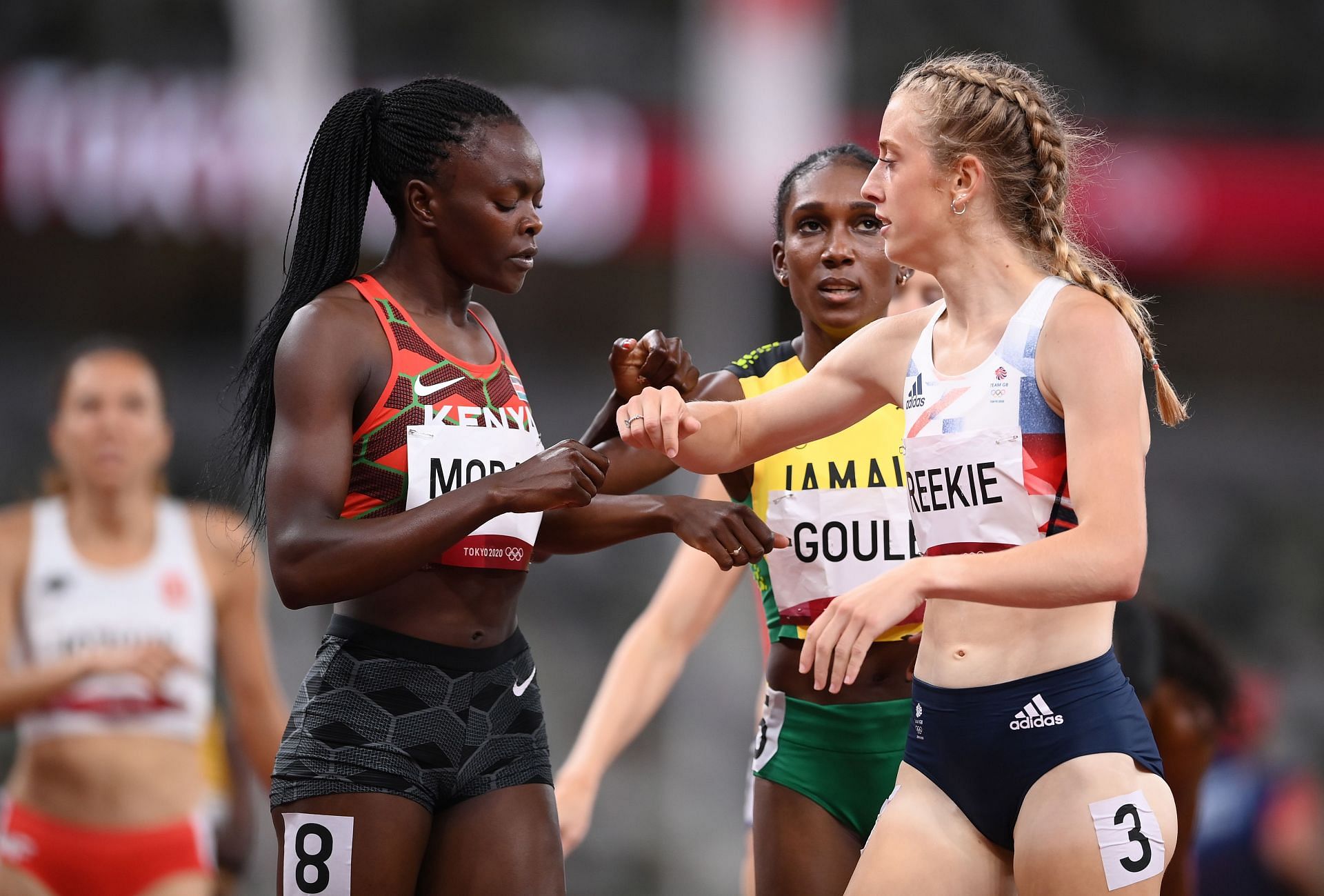 Jemma Reekie and Mary Moraa at the Tokyo 2020 Olympics. (Photo by Matthias Hangst/Getty Images)