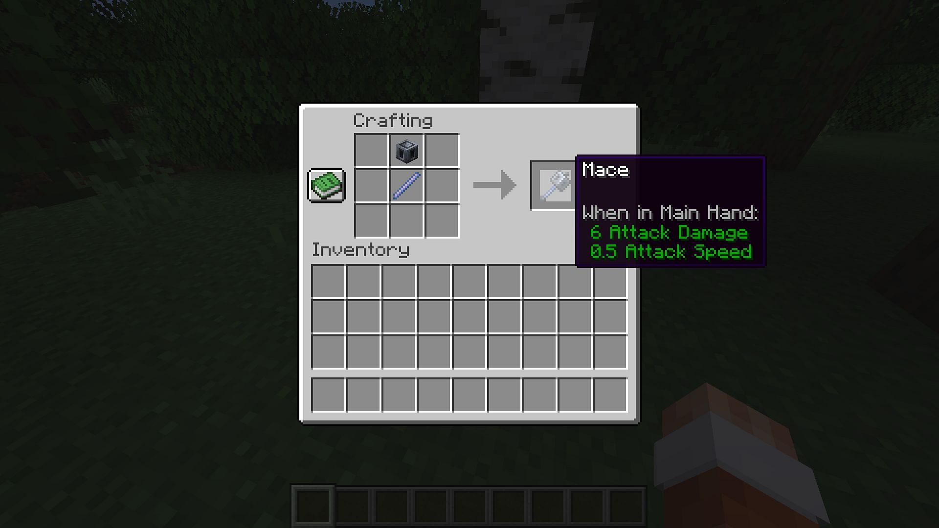 The crafting recipe of the mace in Minecraft 1.21 (Image via Mojang)
