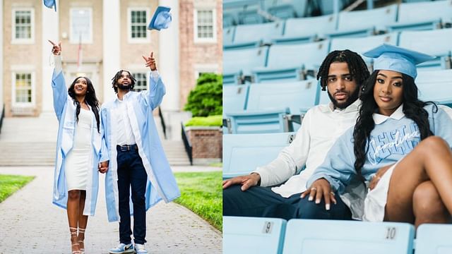 Former UNC star Deja Kelly poses with BF RJ Davis as couple gets snapped during graduation