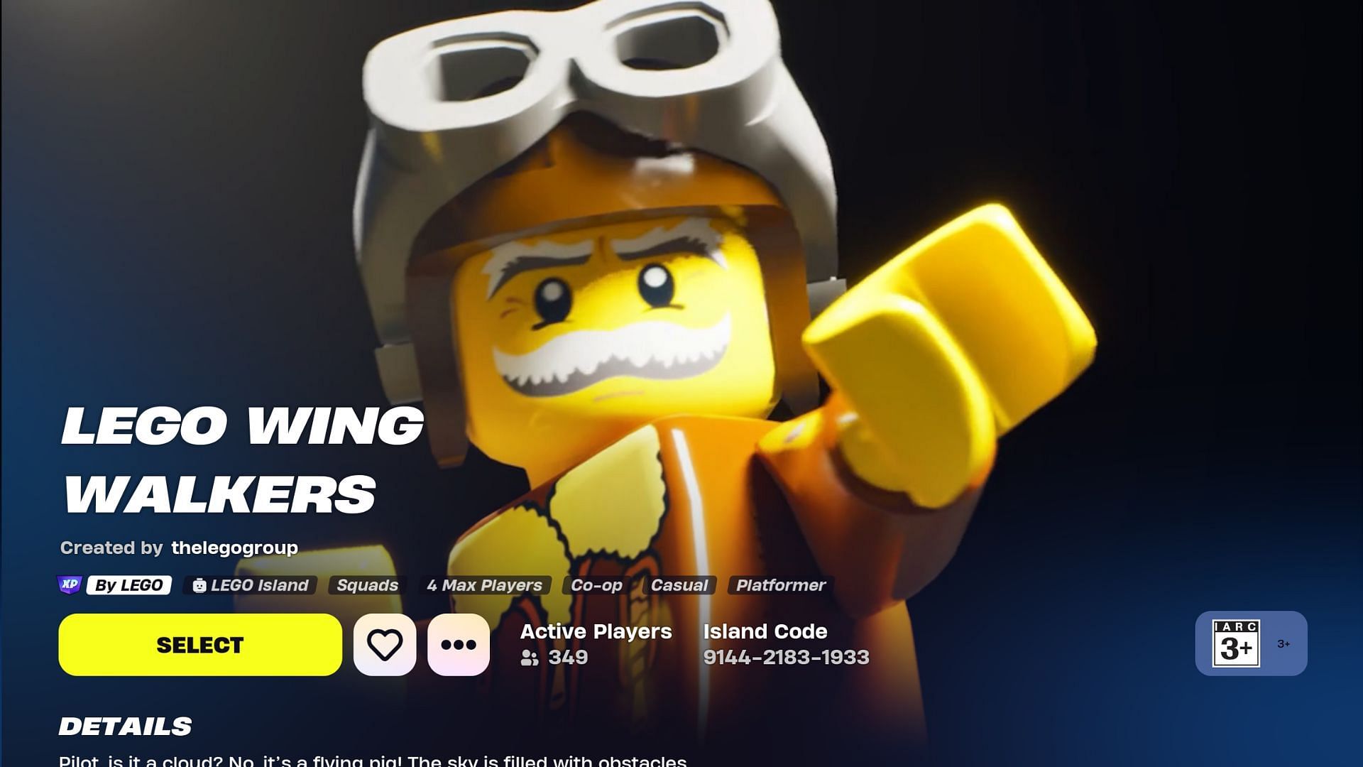 LEGO Wing Walkers map in-game (Image via Epic Games)