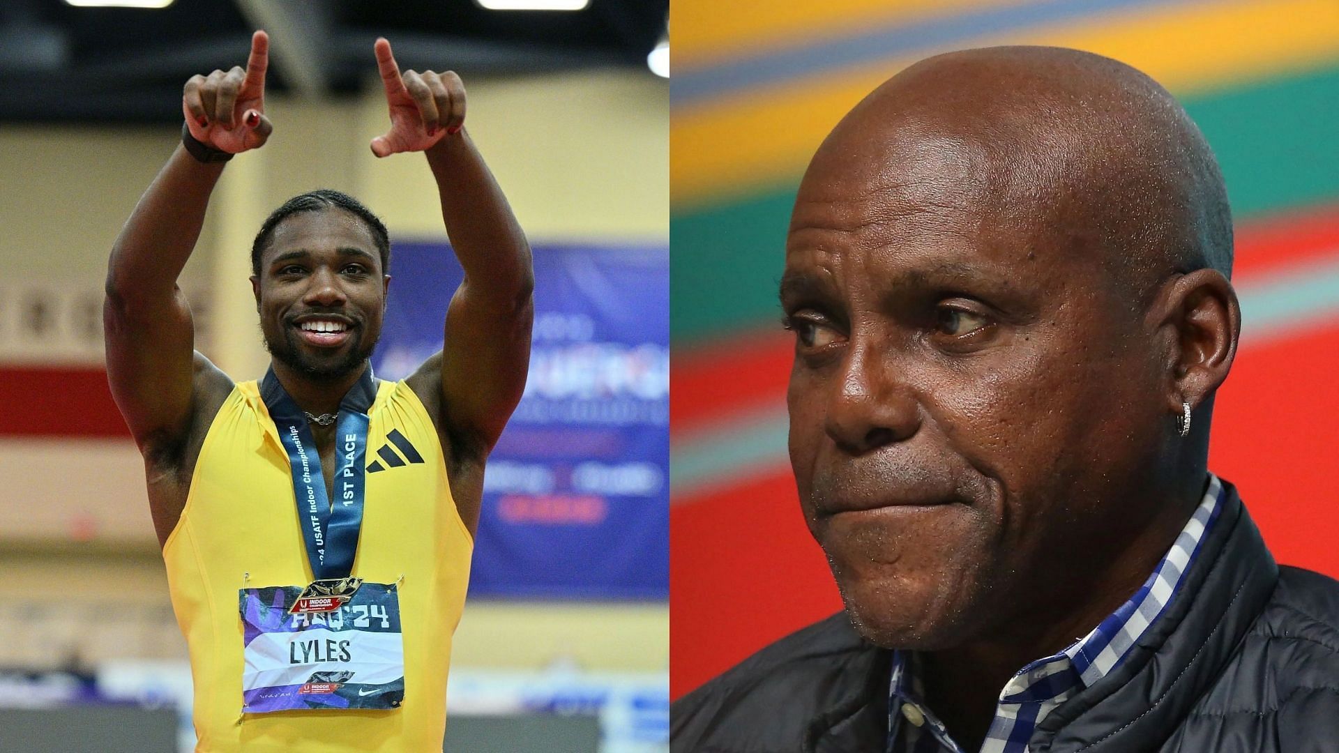 American athletic icons Noah Lyles and Carl Lewis