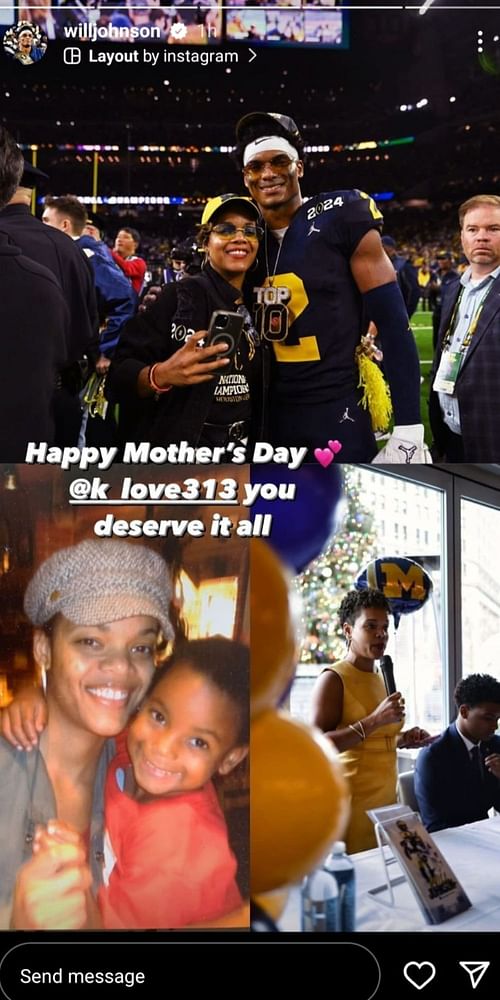 Will Johnson's Mother's Day post on IG.