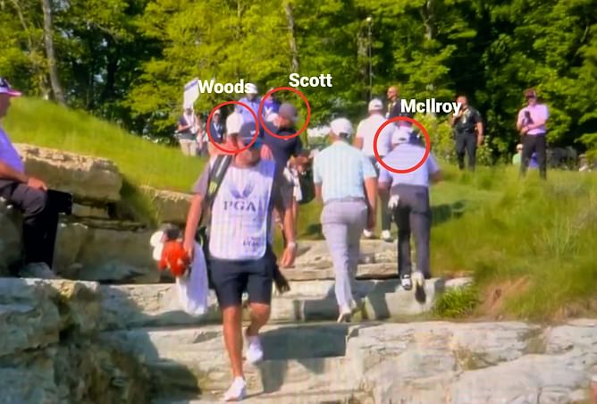 WATCH: Tiger Woods and Rory McIlroy ignore each other in awkward interaction at PGA Championship 2024