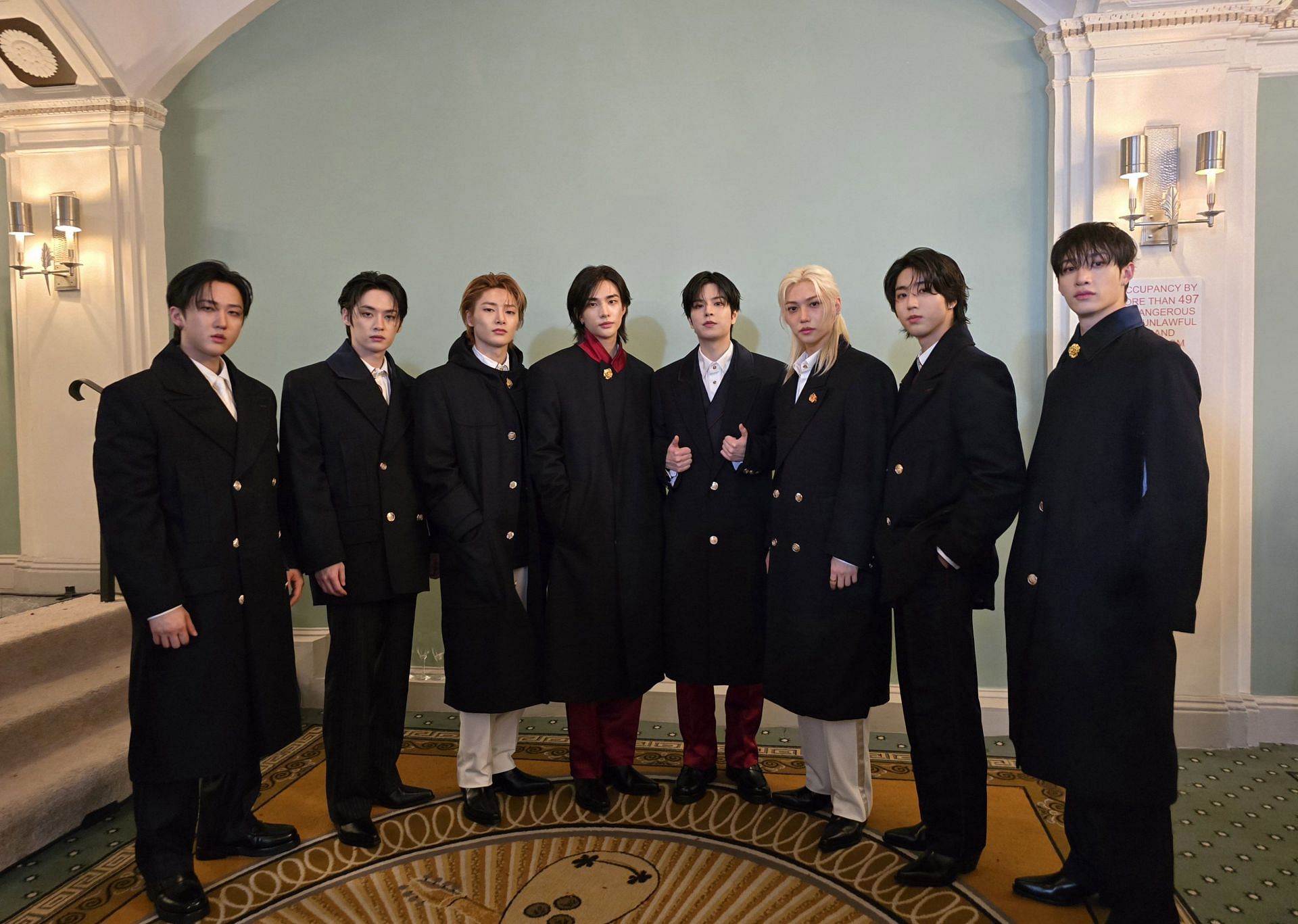 Stray Kids poses at the Met Gala becoming the first group to make an appearance. (Image via X/ @Stray_Kids)