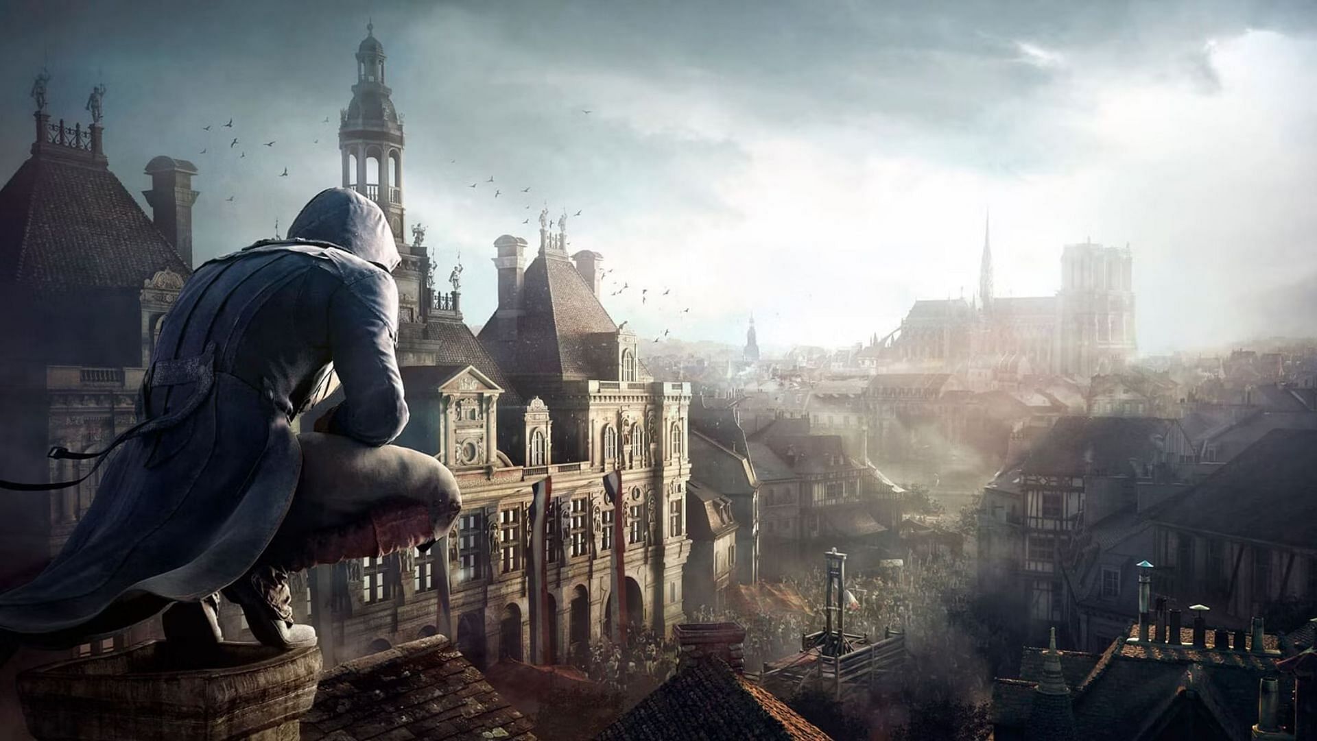 Arno keeping an eye on the city (Image via Ubisoft)