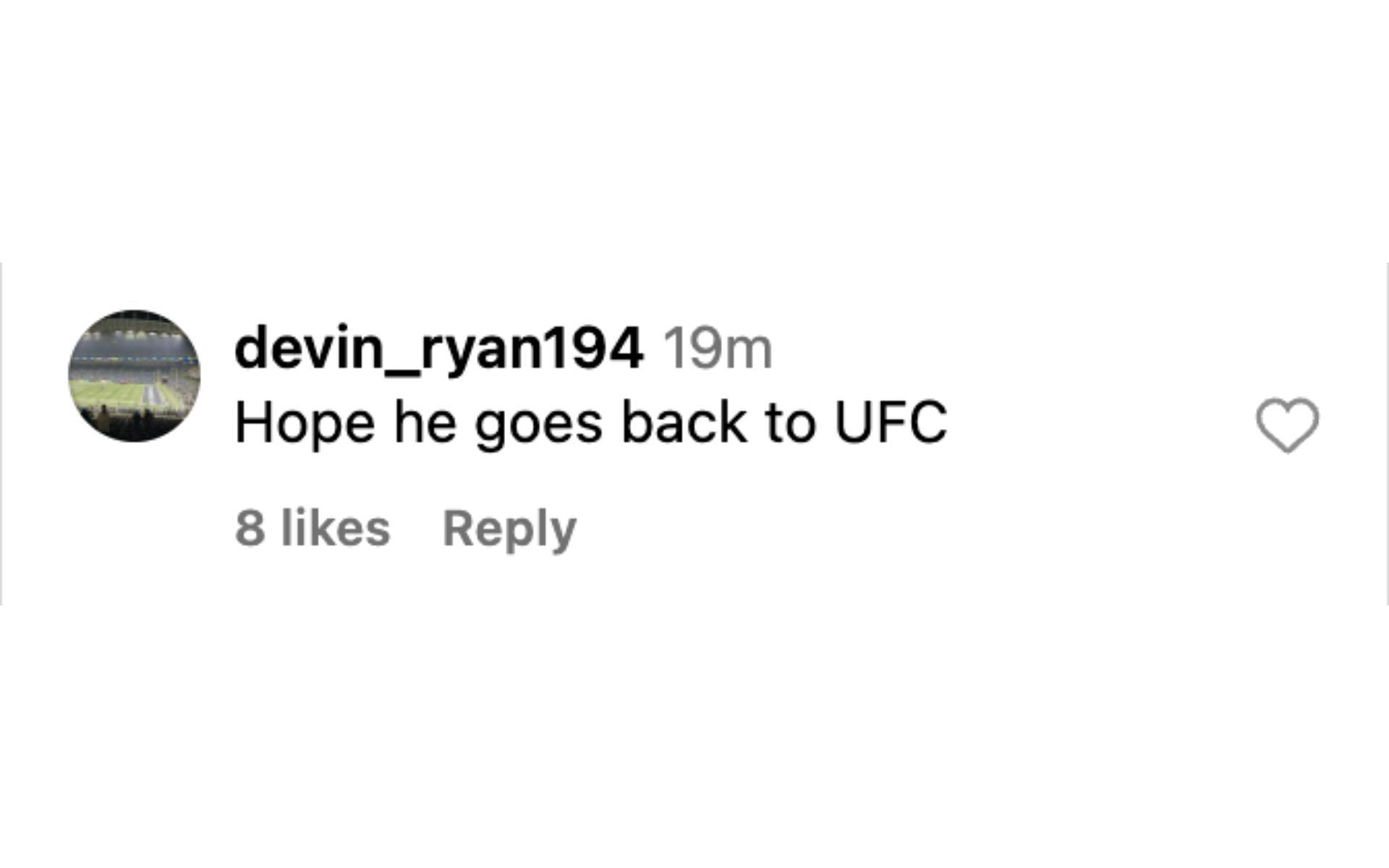 Fan calling for Gegard Mousasi to return to the UFC [via @pflmma on Instagram]