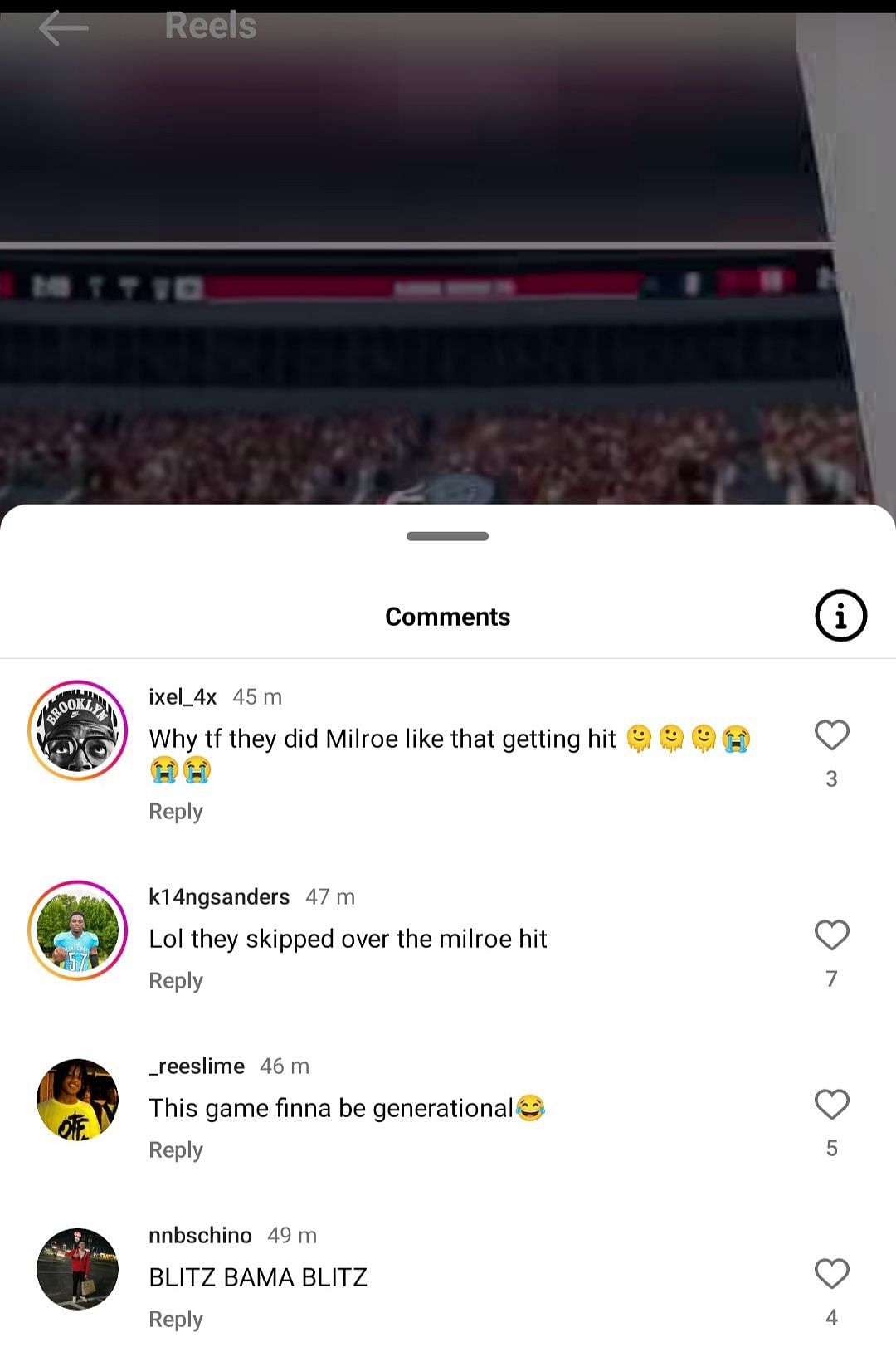 Alabama&#039;s IG comment section