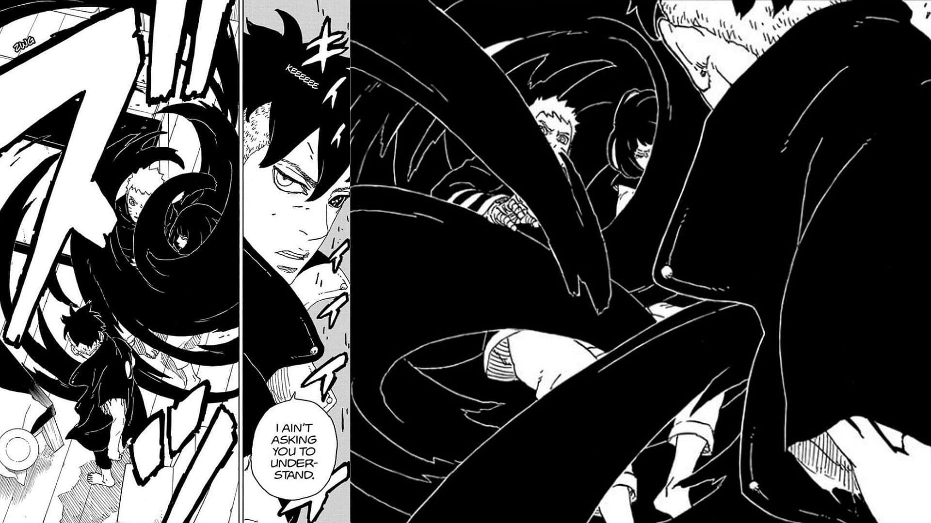 Kawaki sealing Naruto and Hinata in another dimension (Image via Shueisha)