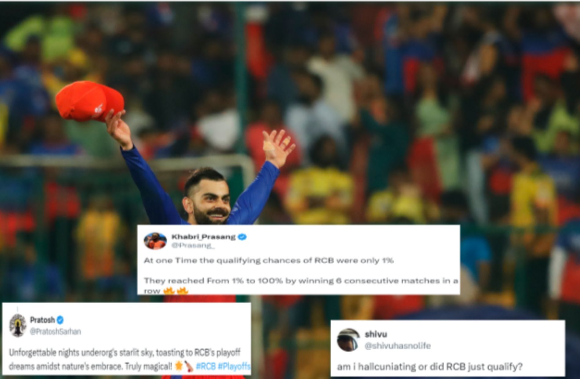 Virat Kohli overjoyed as RCB qualify for the IPL 2024 playoffs [Credit: IPL Twitter handle]