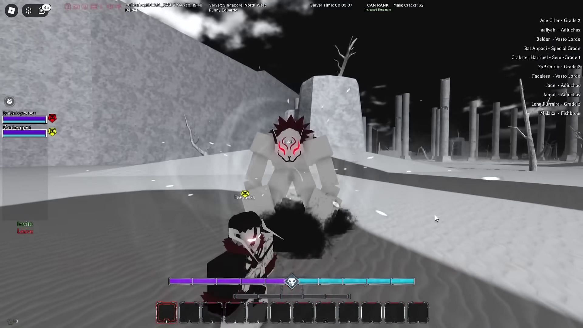 Transforming into a Vasto Lorde (Image via Roblox || Builderboy TV on YouTube)