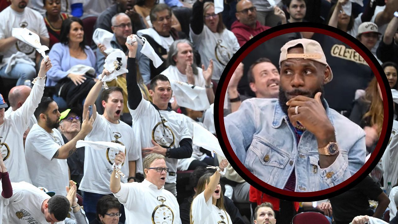 NBA fans hilariously react as LeBron James is spotted with wine under his seat during Celtics-Cavs Game 4