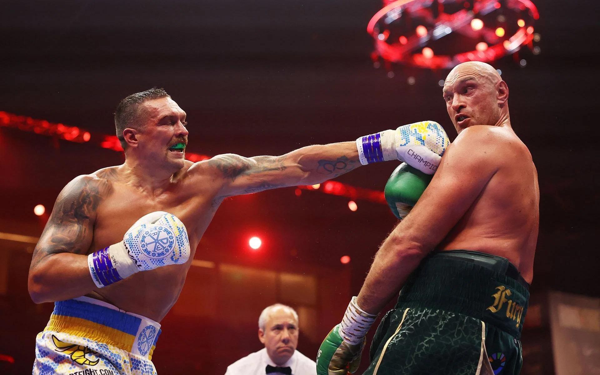 Oleksandr Usyk and Tyson Fury locked horns on May 18 [Image via Getty]