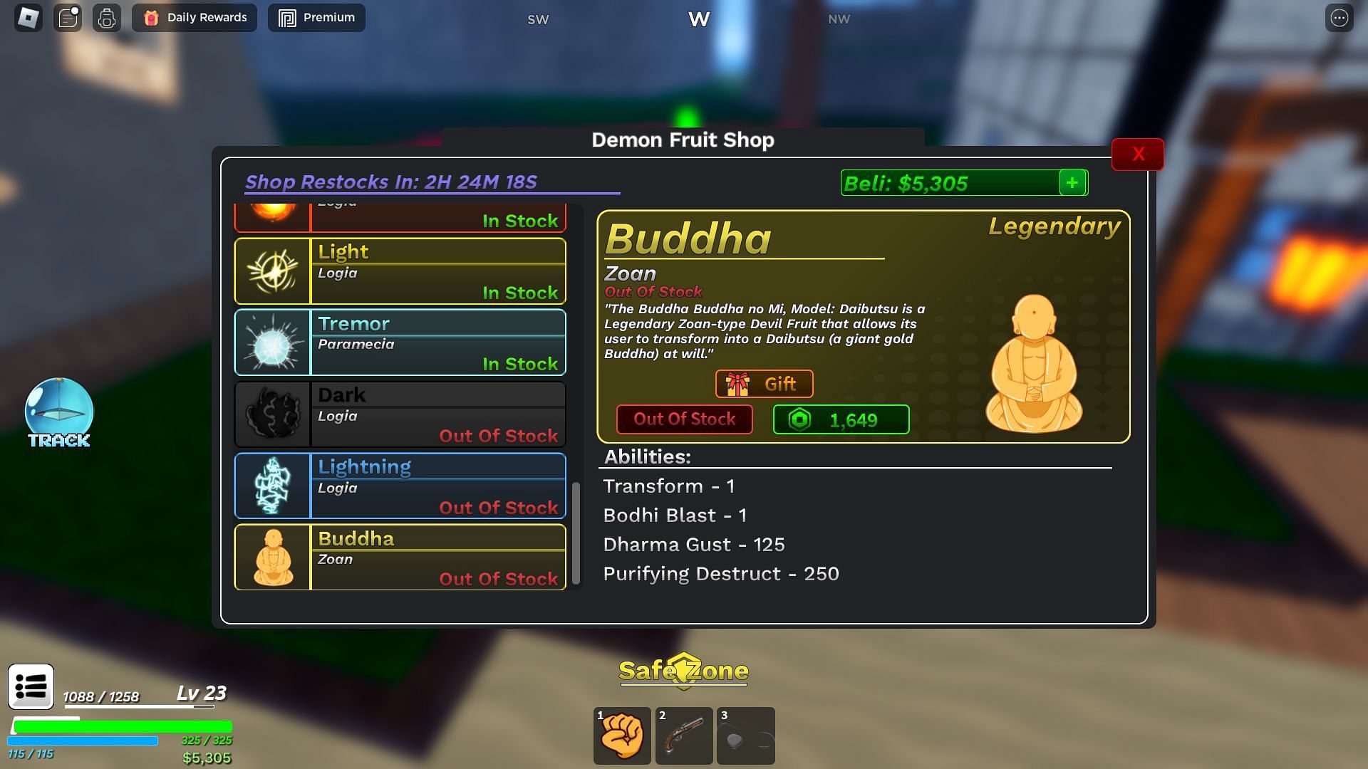 Legendary Buddha Demon Fruit (Image via Roblox)