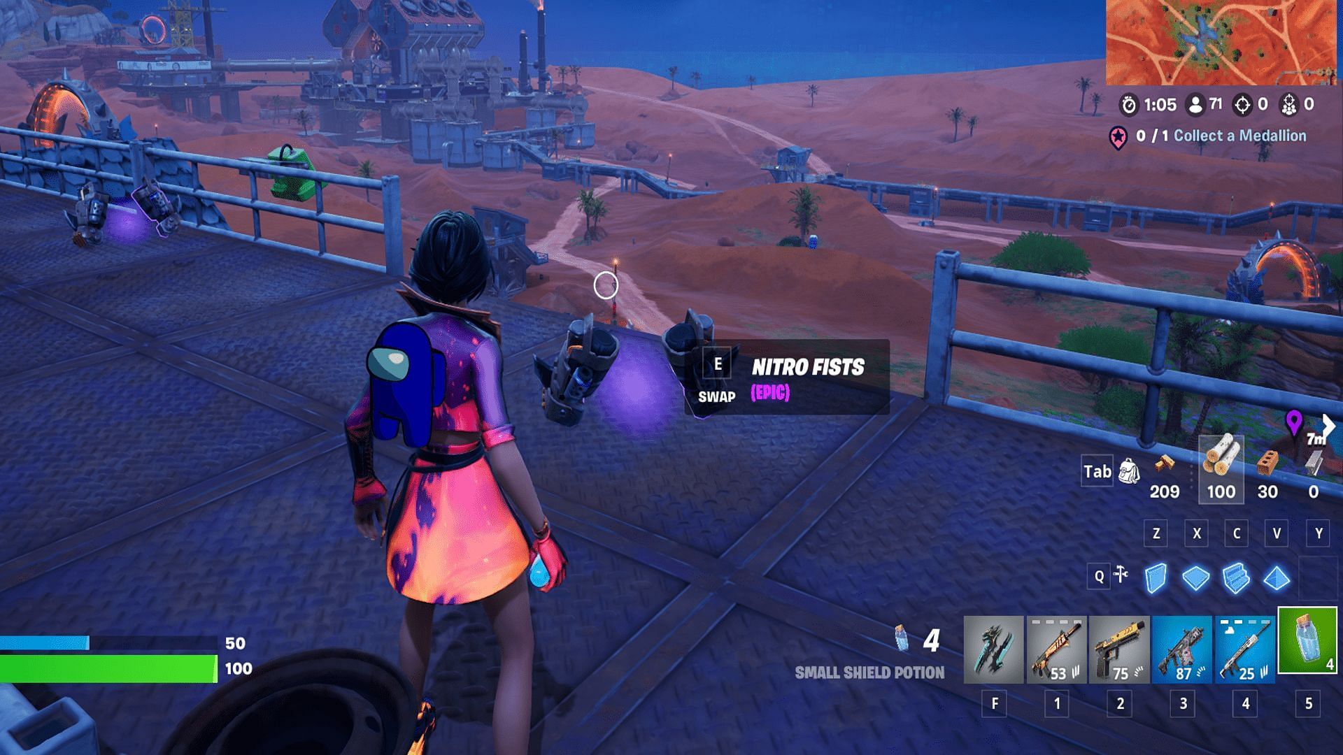 You can find the Nitro Fists spawning randomly across the map and heavily across the new named locations in Fortnite Chapter 5 Season 3 (Image via Epic Games / Fortnite)