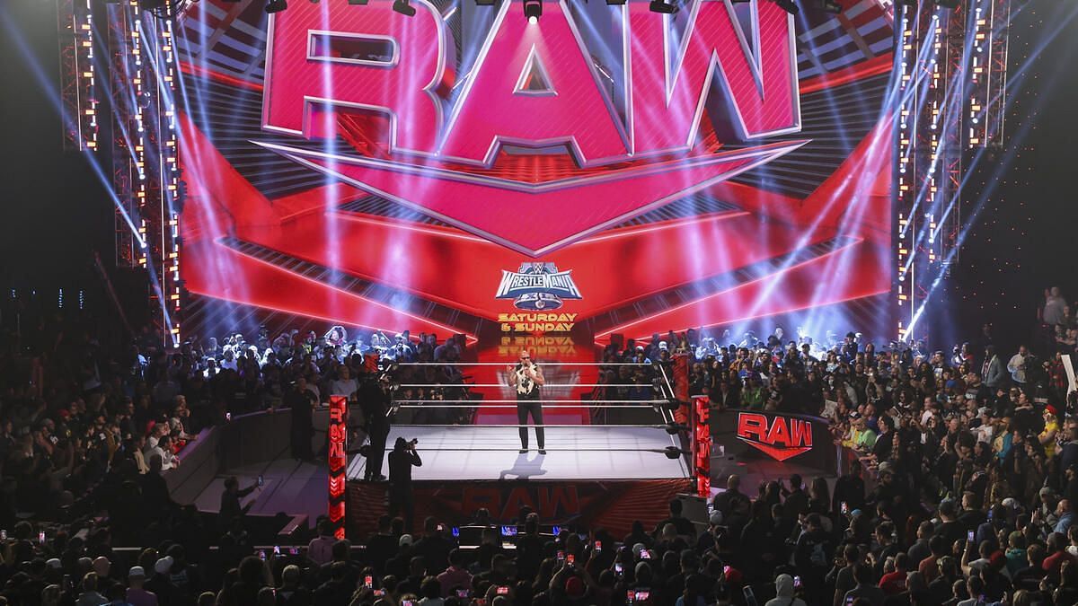 A still from an episode of WWE RAW.