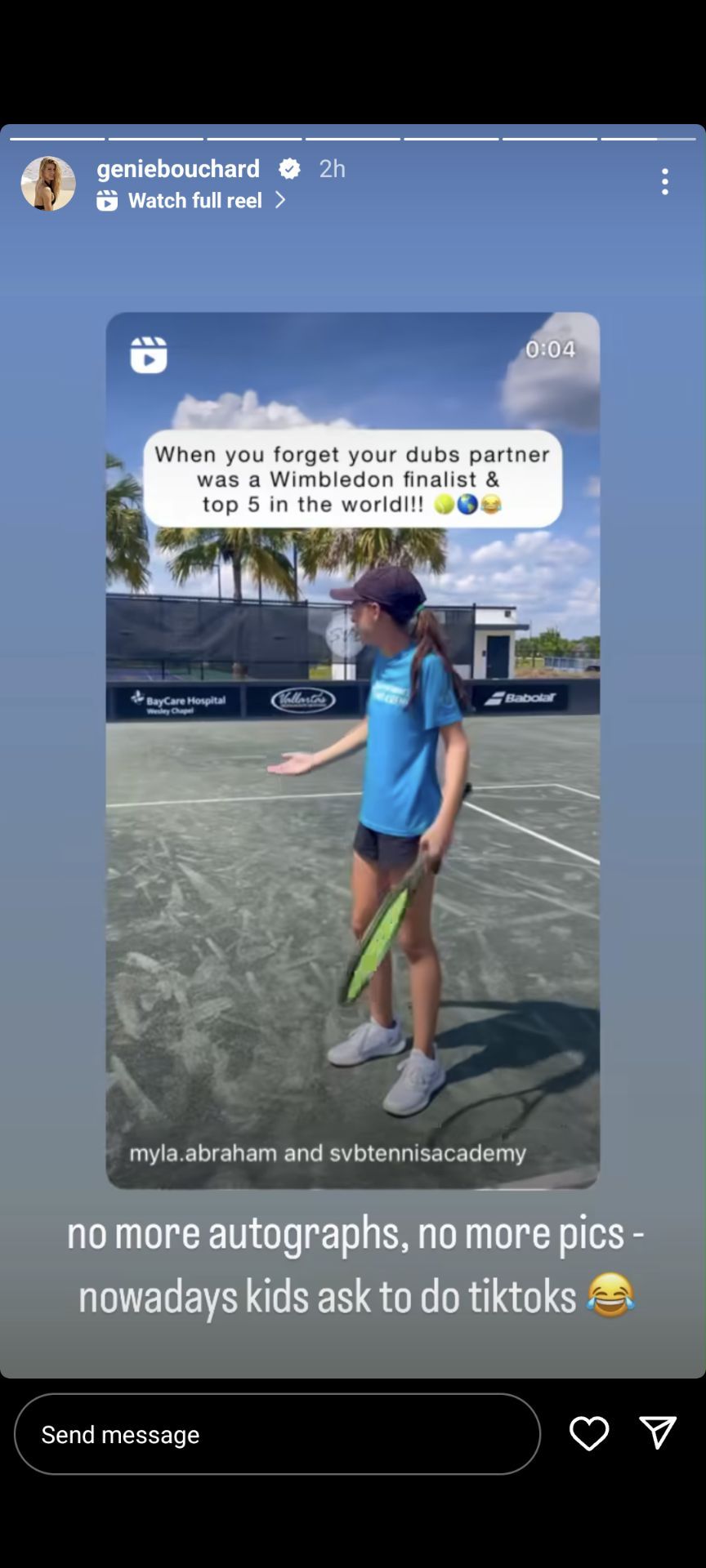 Eugenie Bouchard on Instagram