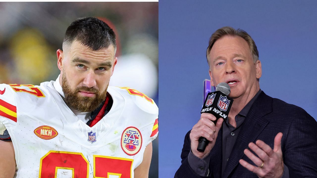 Travis Kelce reacts to NFL commissioner Roger Goodell