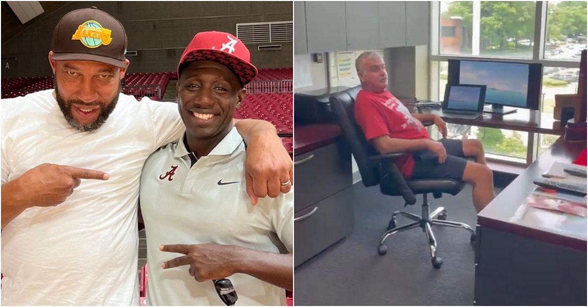 Alabama basketball coach Preston Murphy and Roll Tide Willie