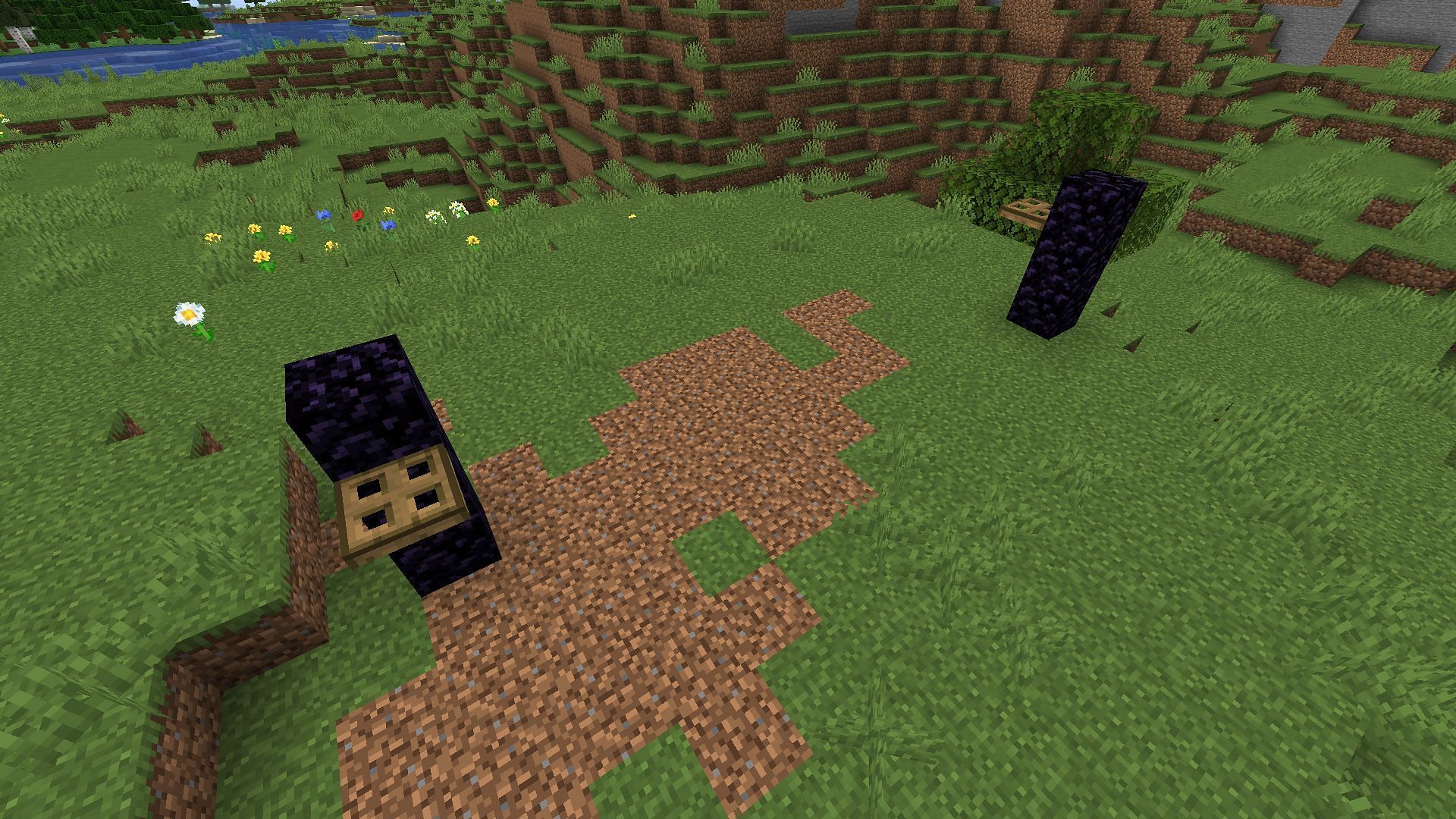 An example of a start and end point for a horizontal Minecraft flying machine (Image via Mojang)