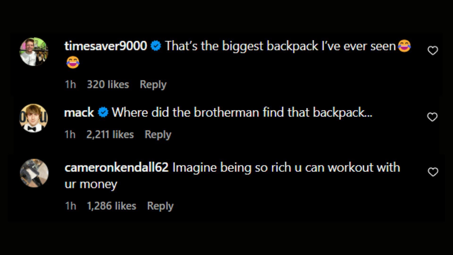 Fans react to MrBeast sprinting with the bags of cash in the Instagram video 2/2(Image via mrbeast/Instagram)