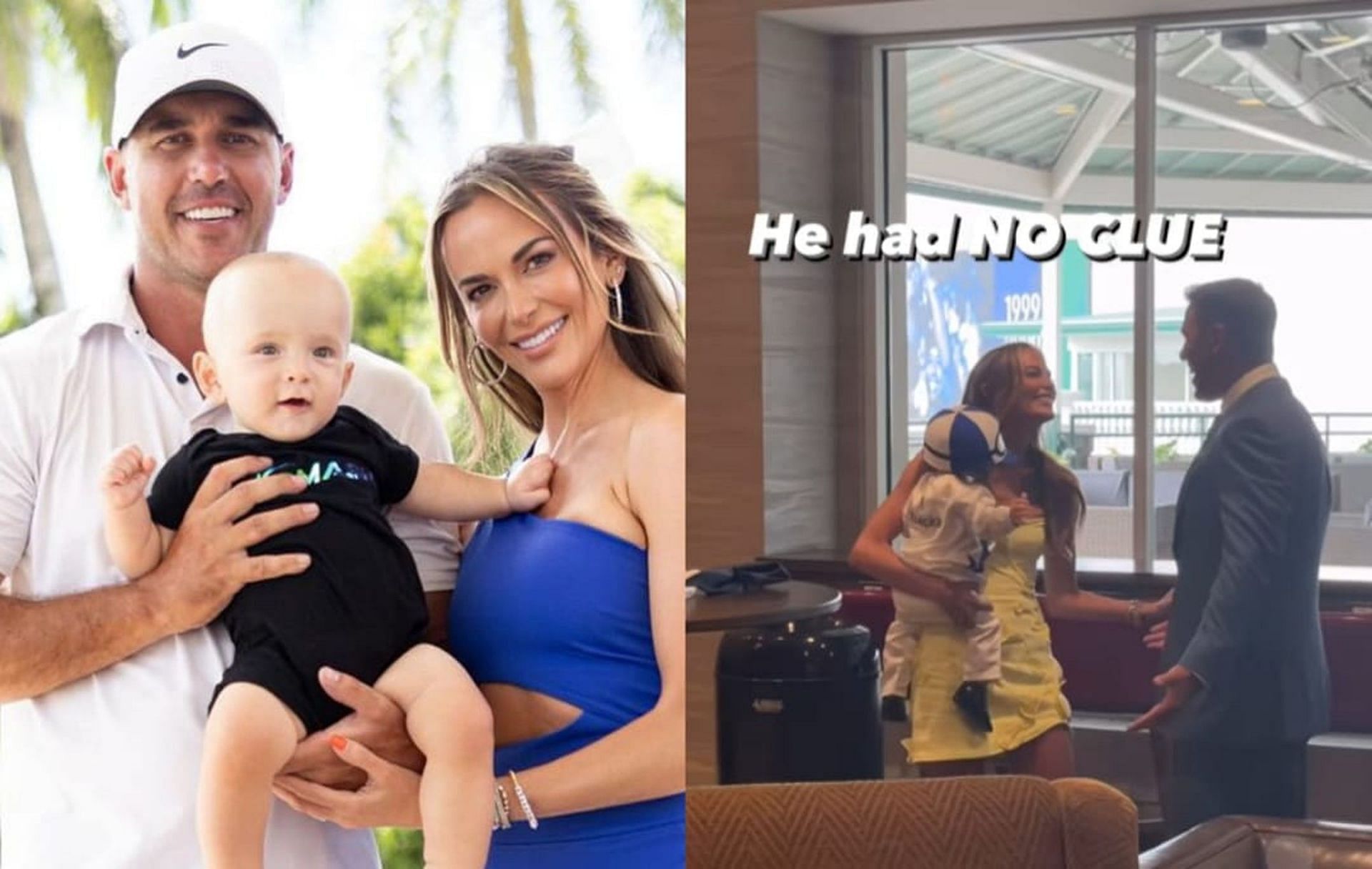 WATCH: Jena Sims surprises Brooks Koepka with son Crew at 2024 PGA ...