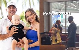 WATCH: Jena Sims surprises Brooks Koepka with son Crew at 2024 PGA Championship Champions dinner