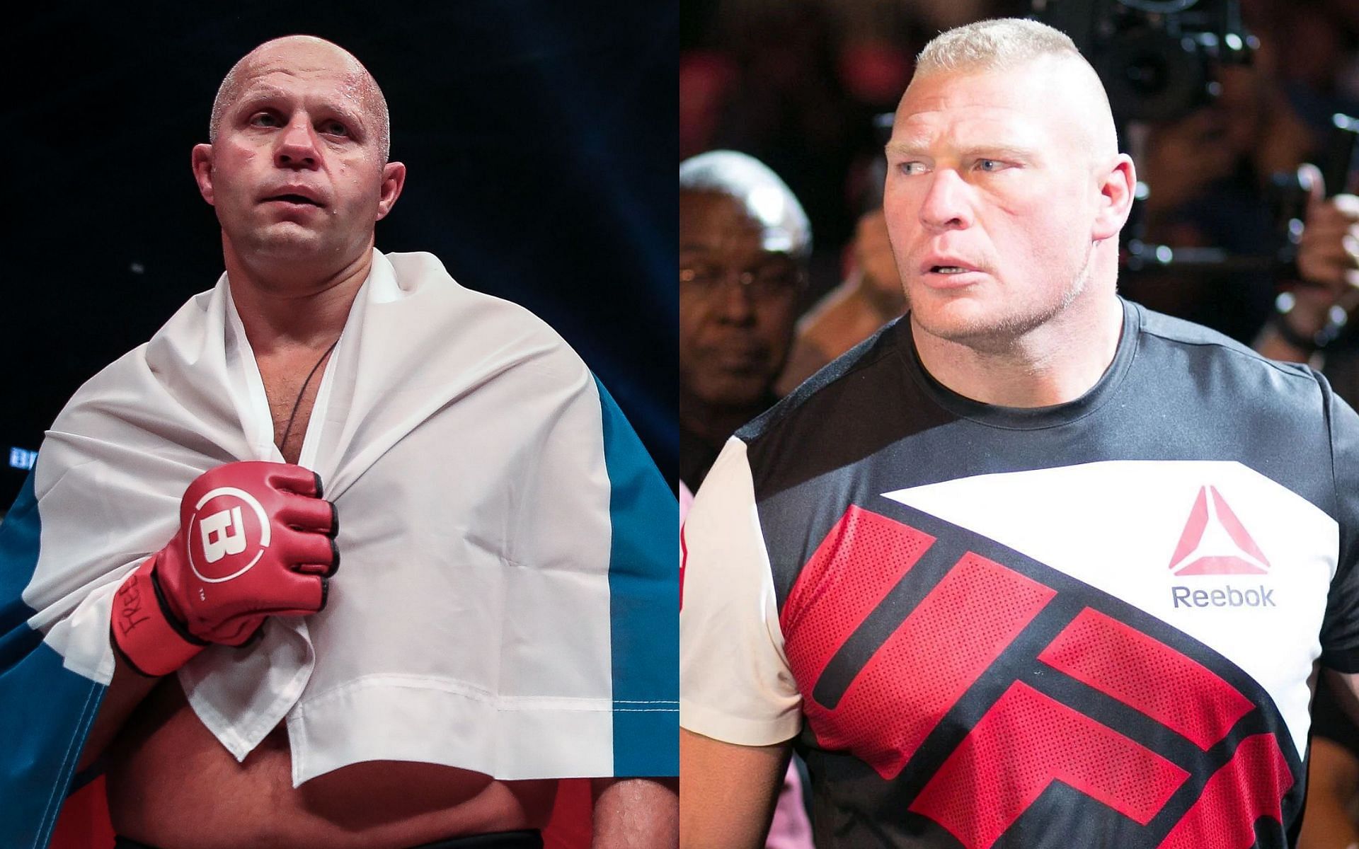 What if Brock Lesnar and Fedor Emelianenko had fought in their prime? [Image courtesy: Lucas Noonan/Bellator MMA, and Getty Images]
