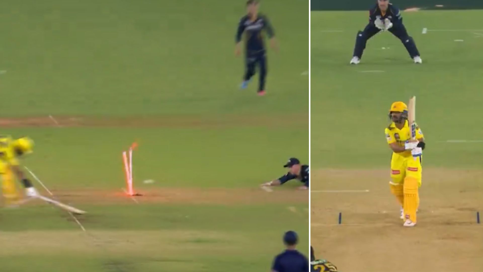 Snippets from the dismissals of both CSK openers