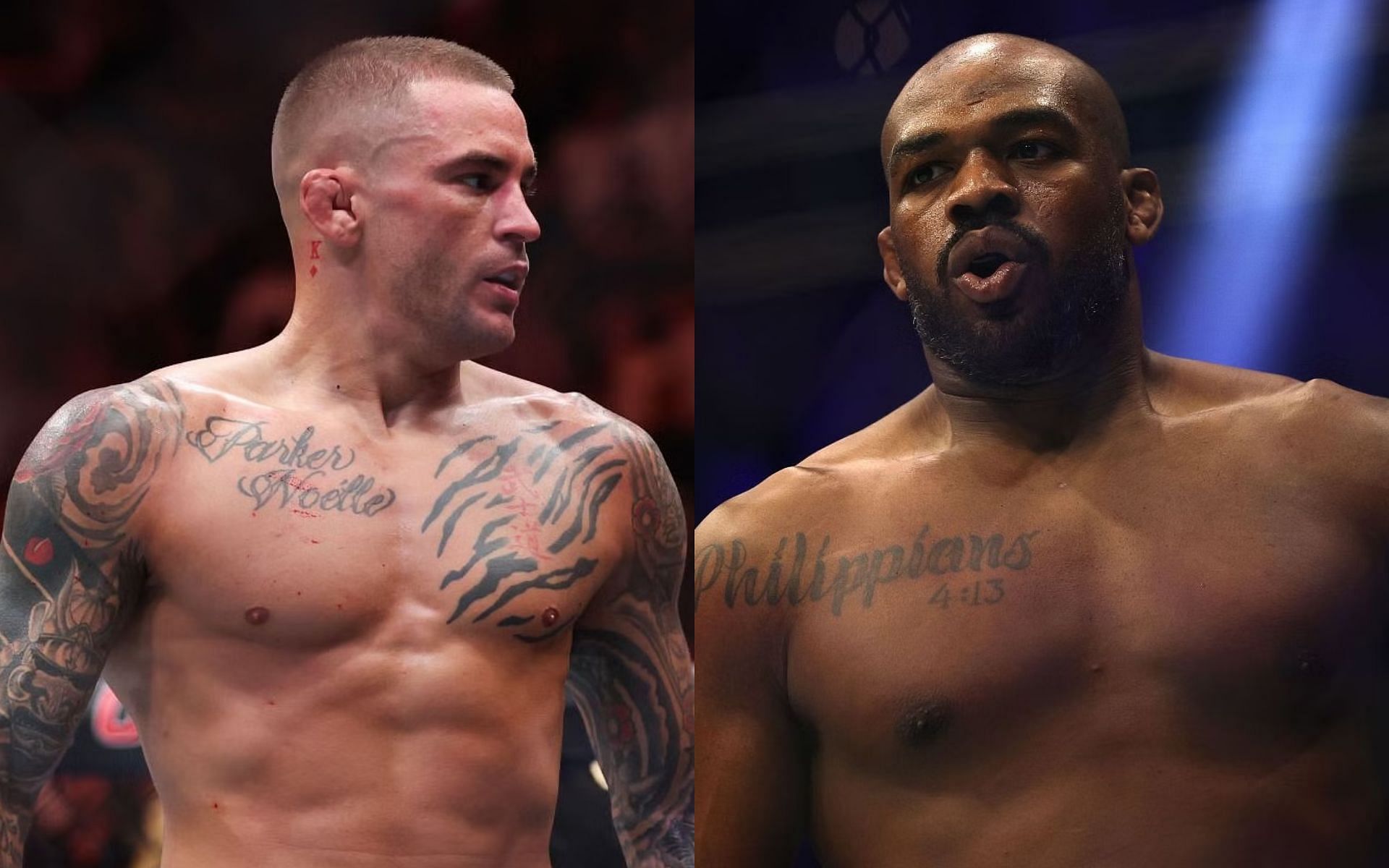 Jon Jones answers if Dustin Poirier will beat Islam Makhachev at UFC 302 [Image courtesy: Getty Images]