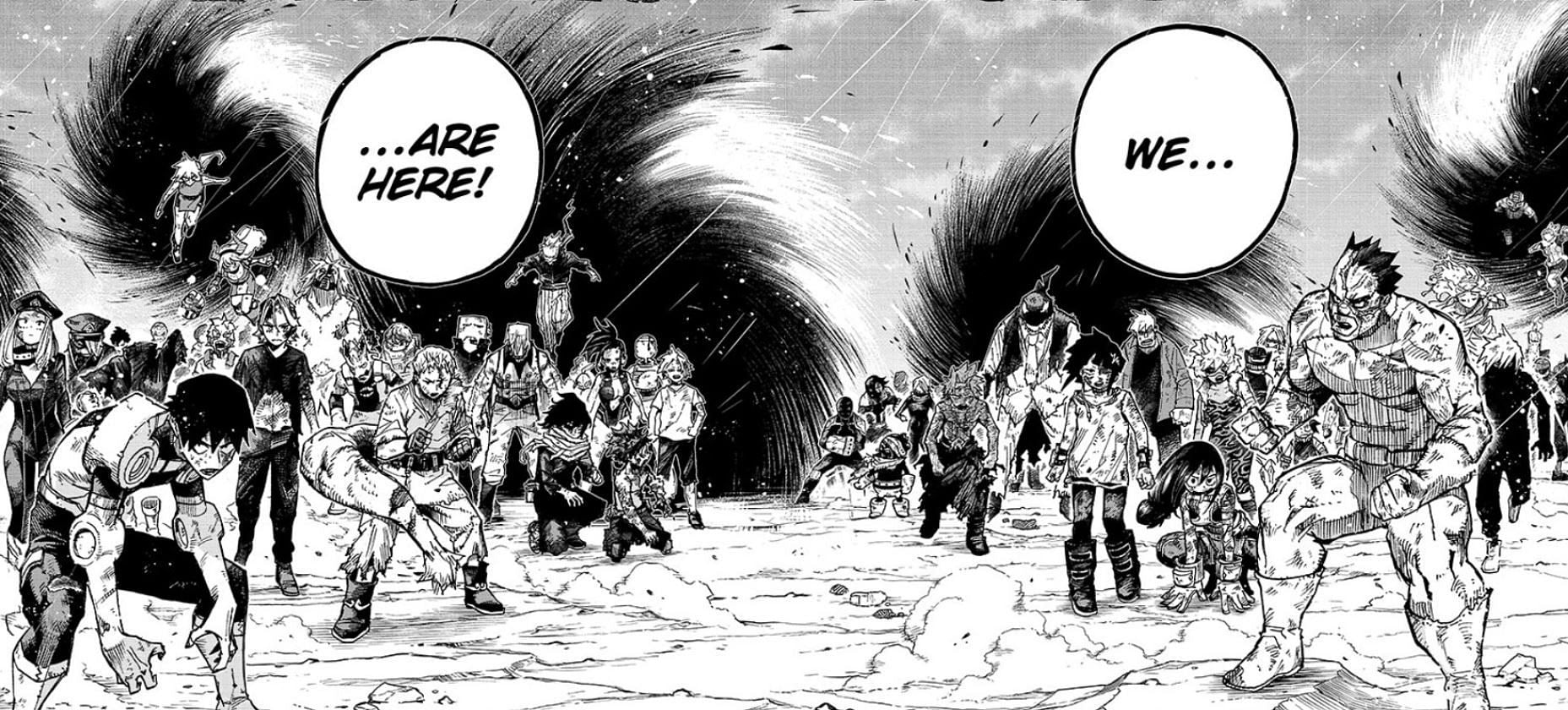 The heroes, as seen in the manga (Image via Shueisha)