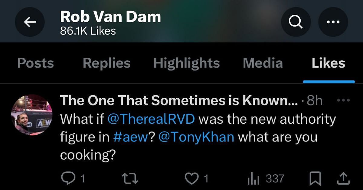 RVD likes the fan's tweet.