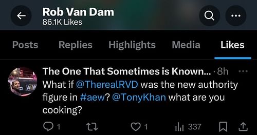 RVD likes the fan's tweet.