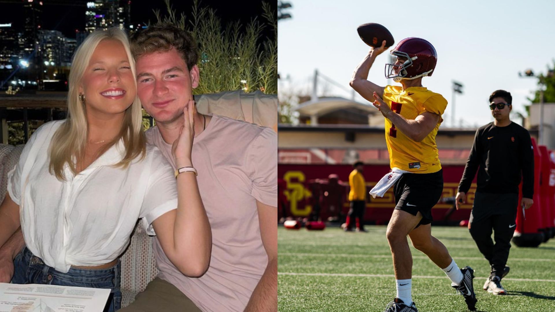 USC QB Miller Moss and GF Sofia Hildebrand.