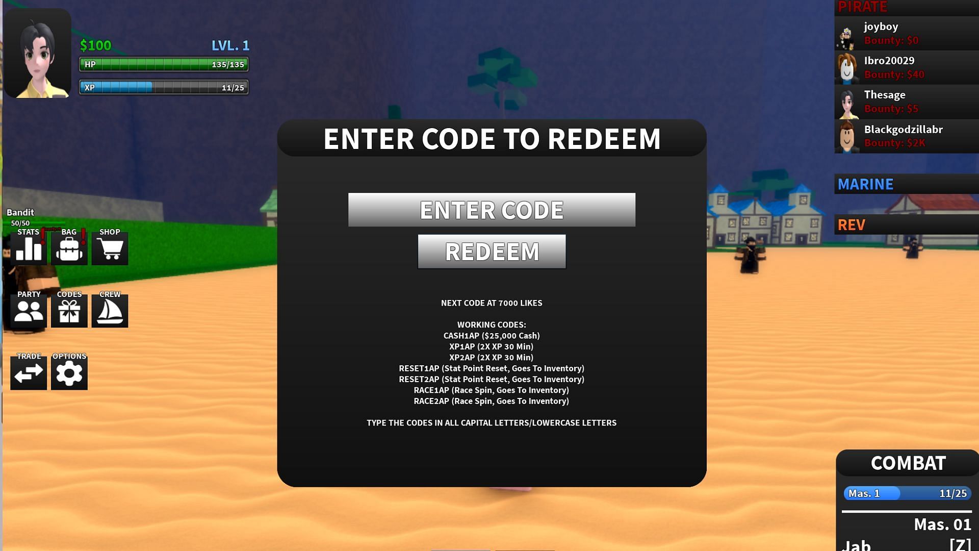 Redeem your code here (Image via Roblox)