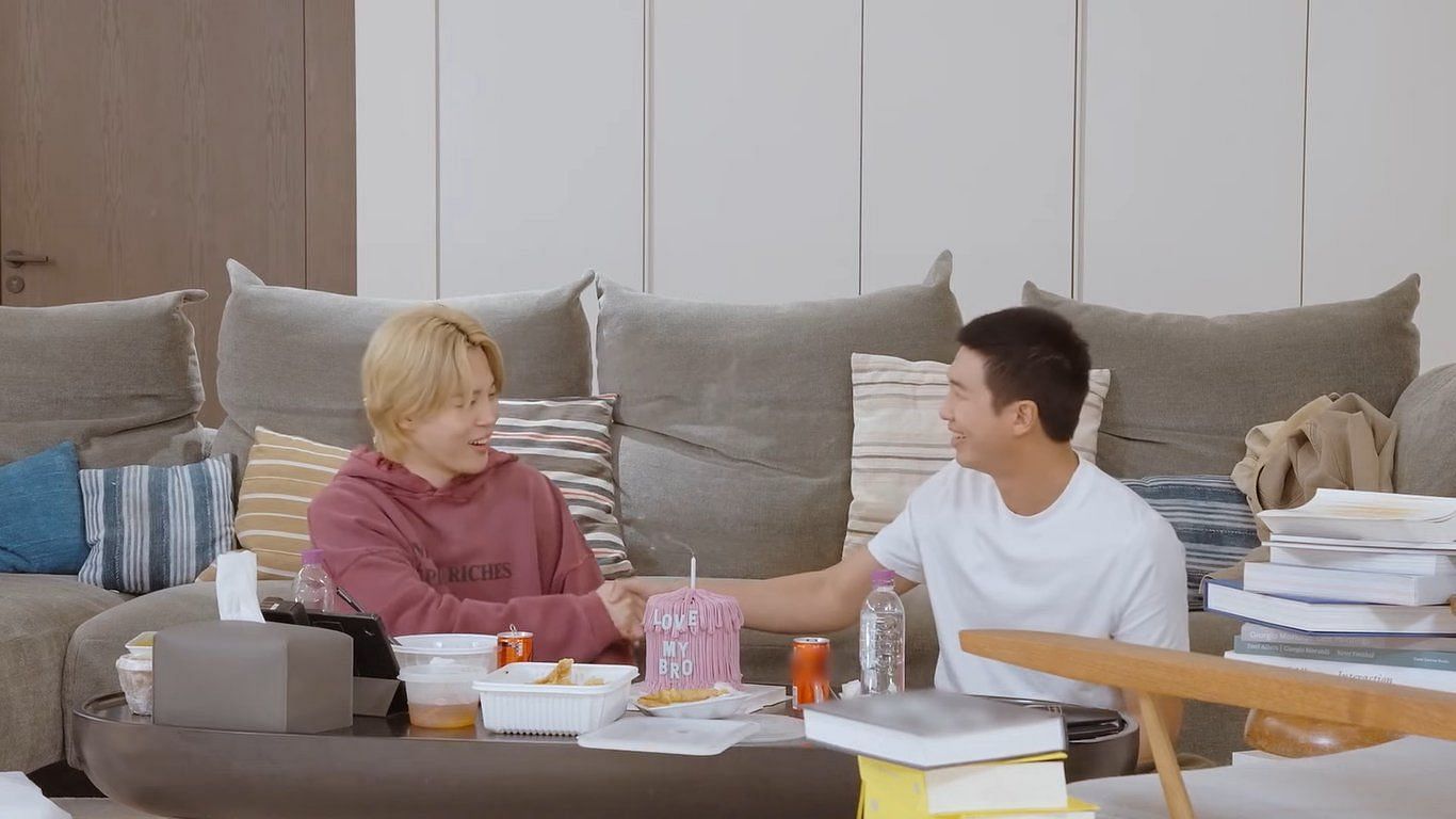 Jimin and RM at the latter&#039;s house (Image via BANGTANTV/YouTube)