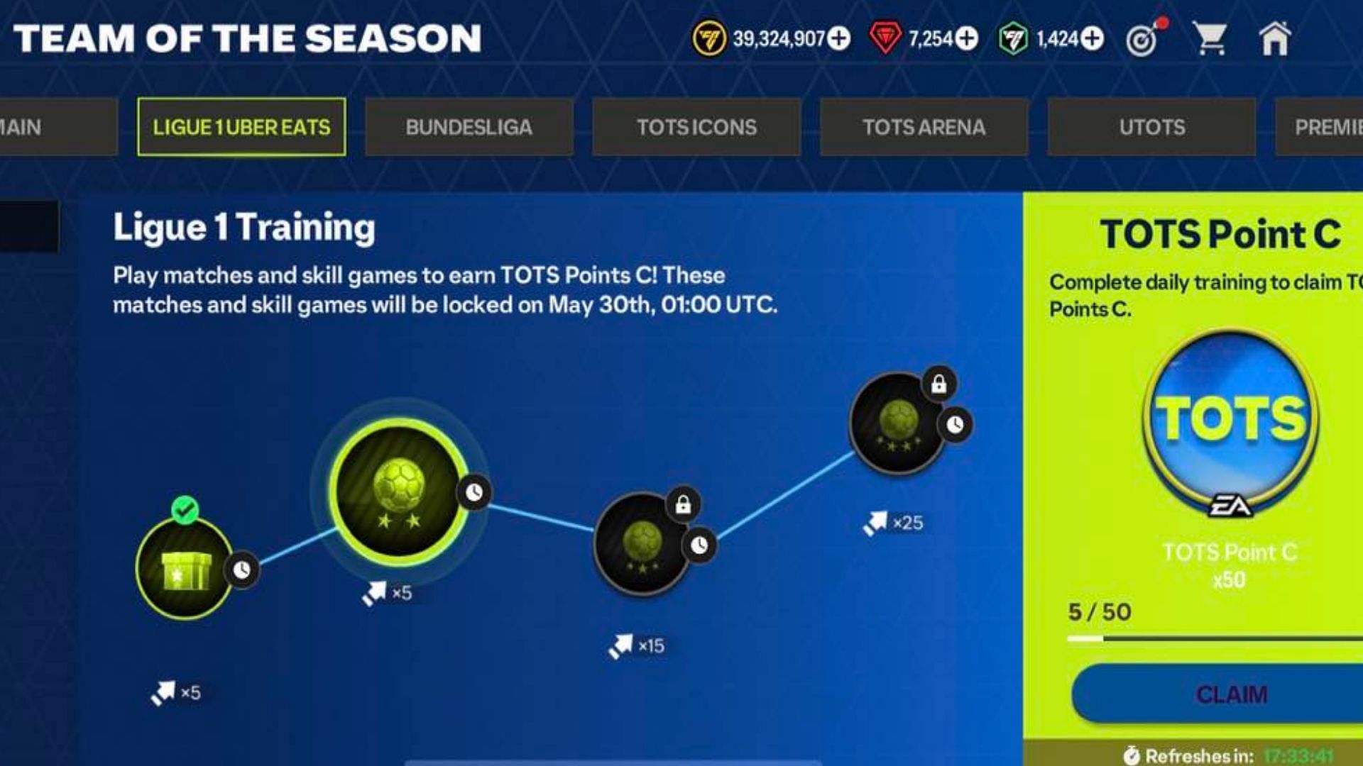FC Mobile Ligue 1 TOTS 24 chapter daily missions (Image via EA Sports)