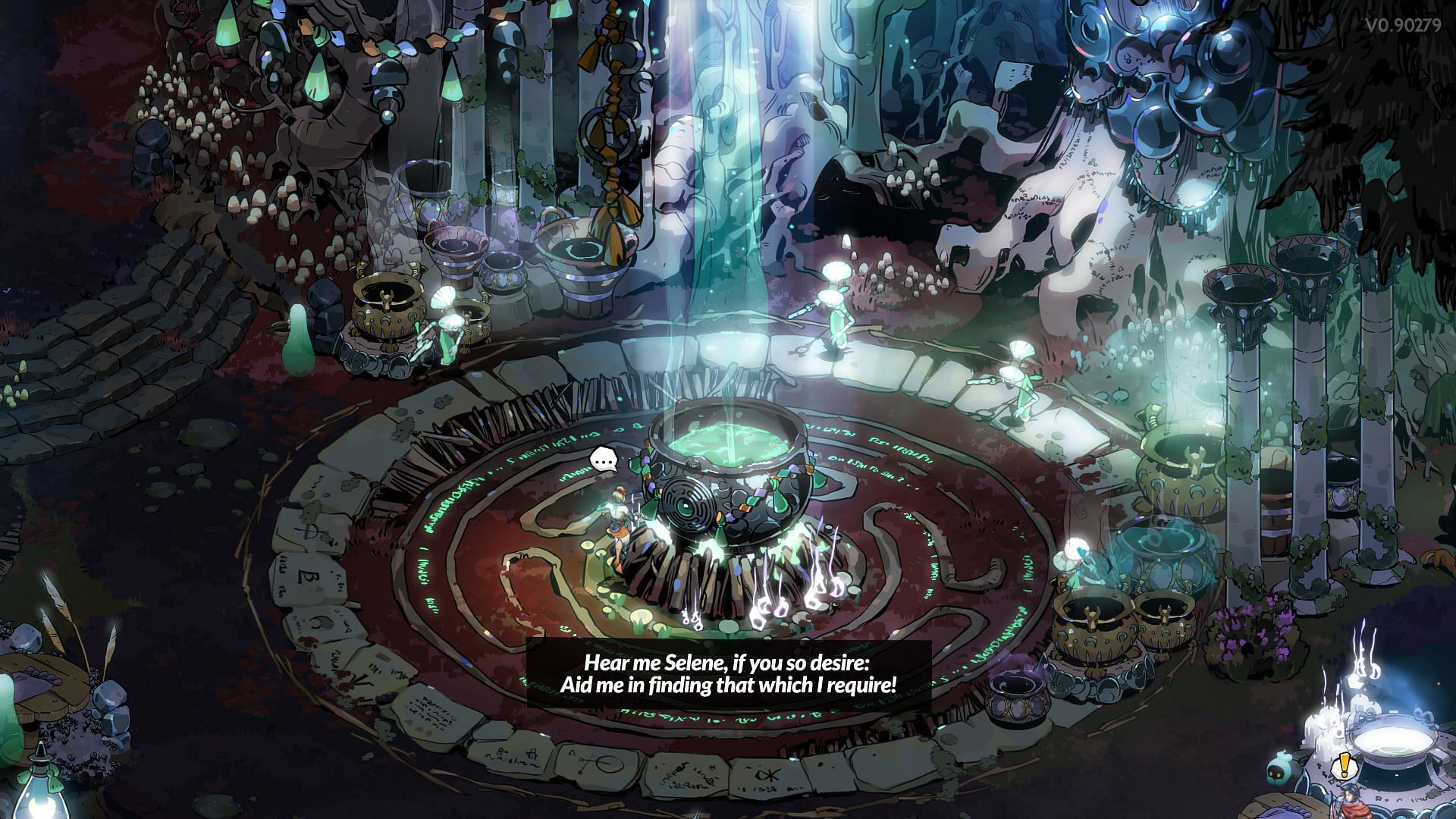 Incantation at the Cauldron in the Crossroads (Image via Sportskeeda || Supergiant Games)