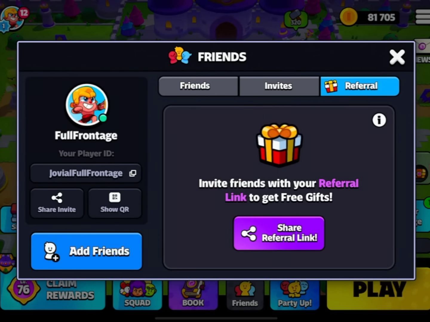 Referral tab (Image via Supercell)