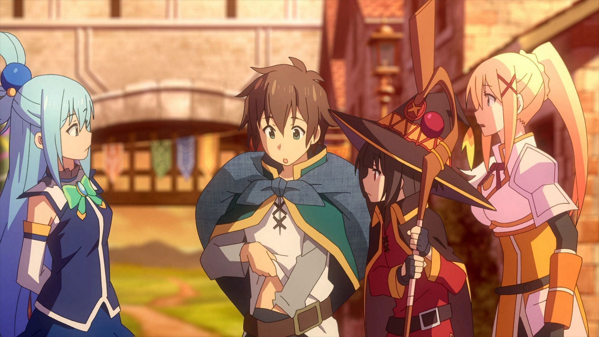 Kazuma and co get a little too &quot;at home&quot; in Lord Alderp&#039;s mansion in Konosuba season 3 episode 4 (Image via Drive)