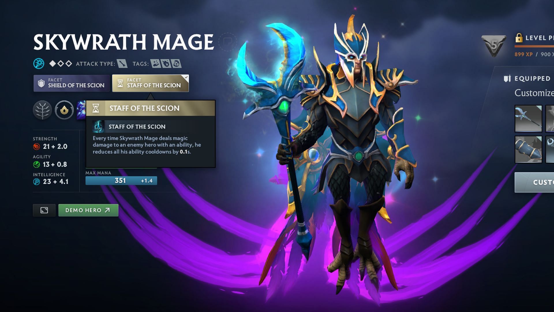 Skywrath Mage&#039;s hero facet Staff of the Scion in Dota 2 (Image via Valve)