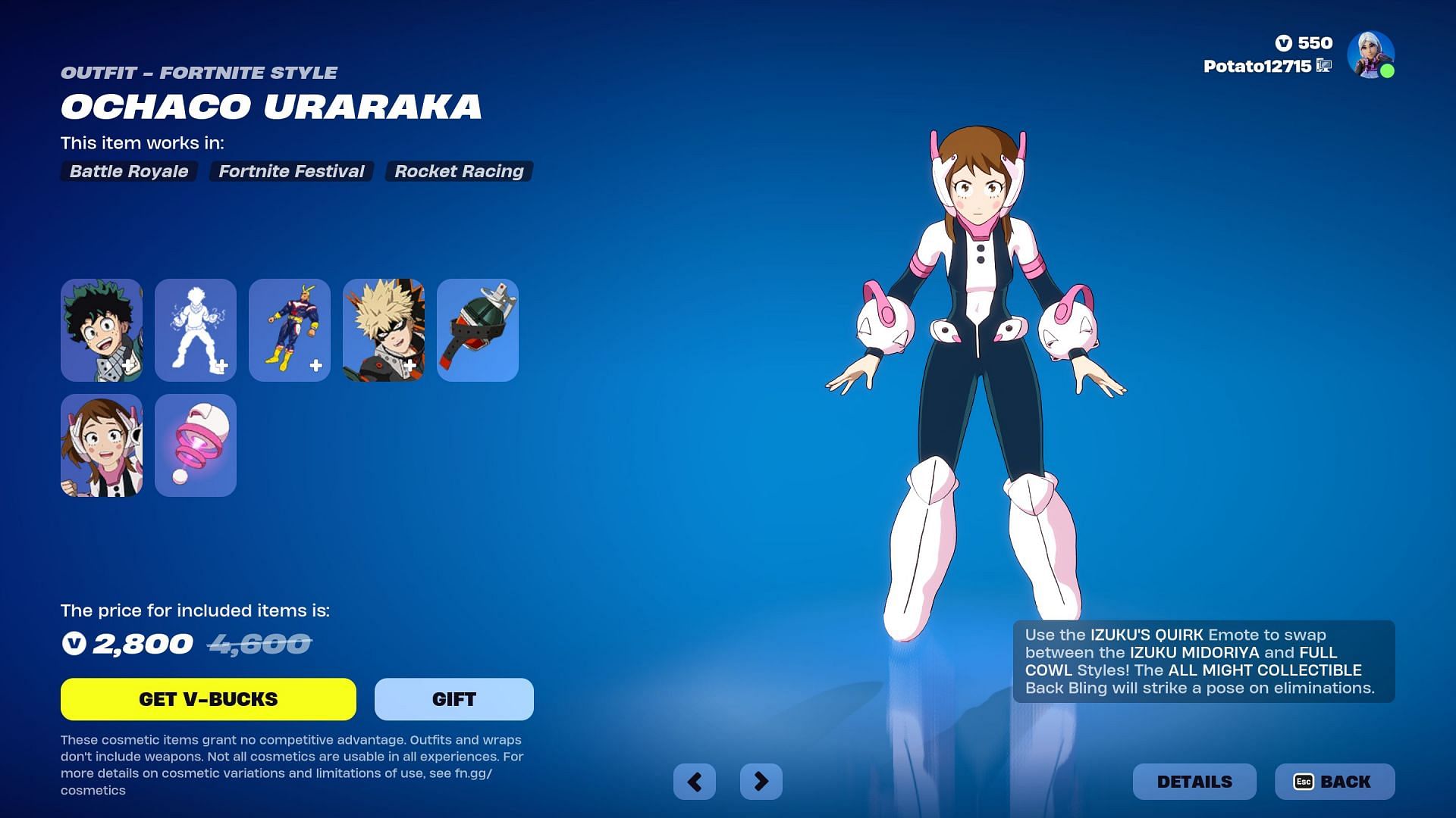 Izuku Midoriya, Katsuki Bakugo, and Ochaco Uraraka could be listed until the end of Chapter 5 Season 2. (Image via Epic Games)