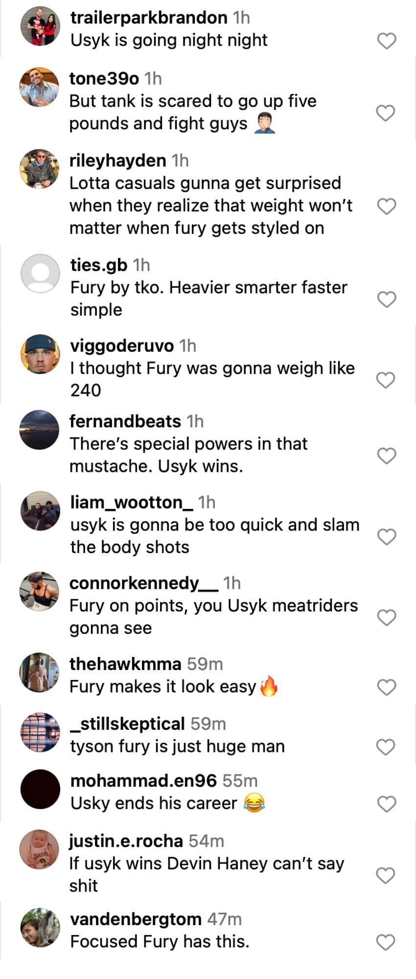 Fans react to Fury and Usyk&#039;s weigh-in results [via @mmafighting on Instagram]