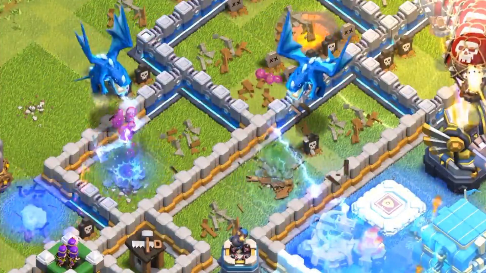 Deployed Electro Dragons in Clash of Clans (Image via Supercell)