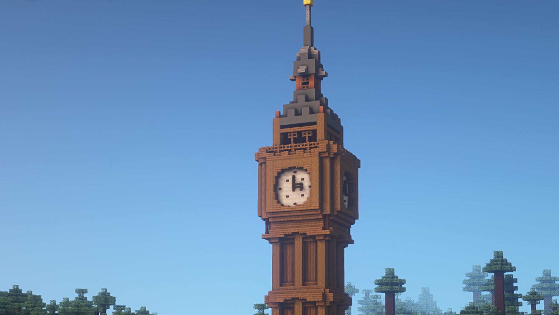 Big Ben is an iconic tower that can be pretty easy to build in Minecraft (Image via u/Macin_/Reddit)