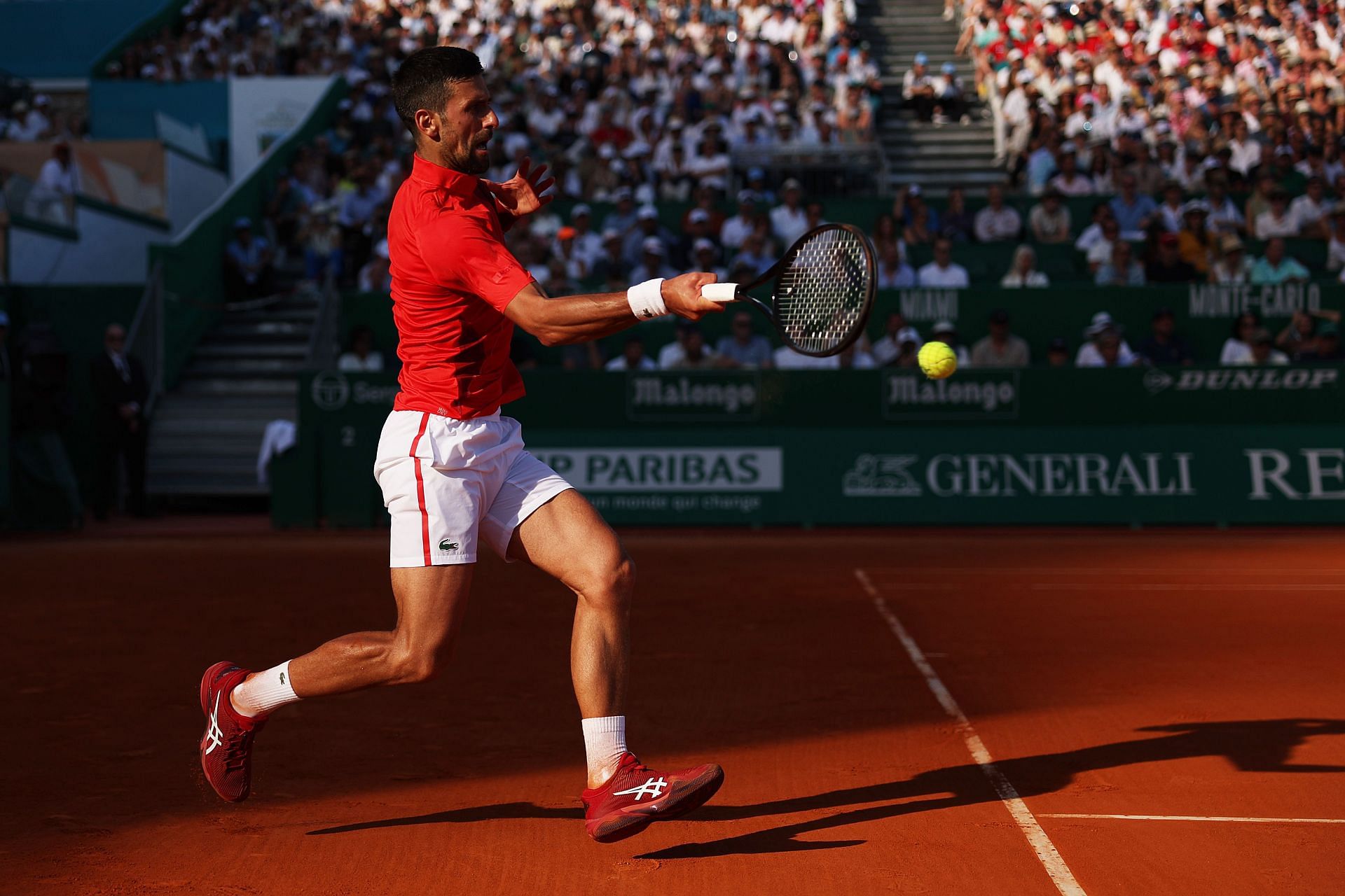 Novak Djokovic in action at the Monte-Carlo Masters