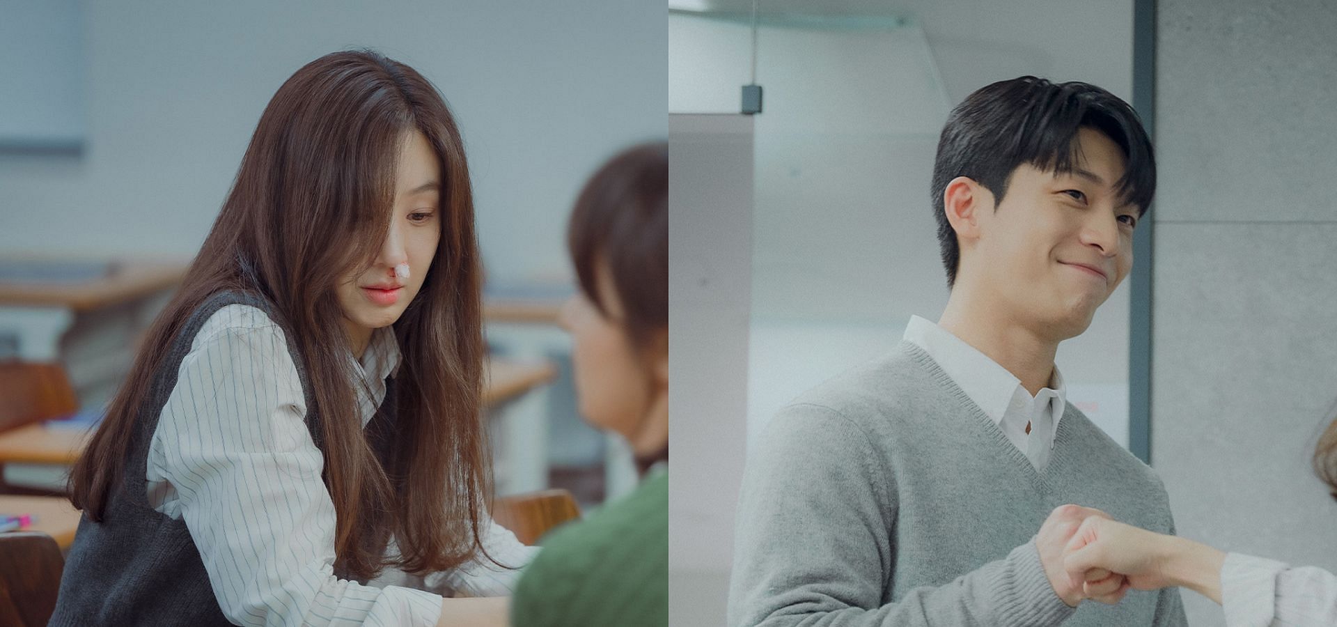 The Midnight Romance in Hagwon stills (Images Via X/@cjndrama) 